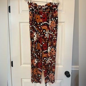 FARM RIO X ANTHROPOLOGIE paper bag style flowy printed pants